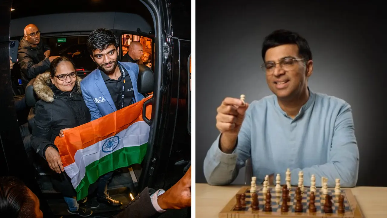 How Costly Is Chess In India? The Path To Becoming A Grandmaster For D Gukesh & Vishwanathan Anand Viswanathan Anand celebrates Gukesh's win
