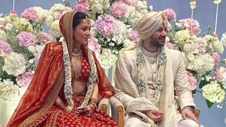 Karan Deol-Drisha Acharya tie the knot, first photos as newlywed couple out karan deol