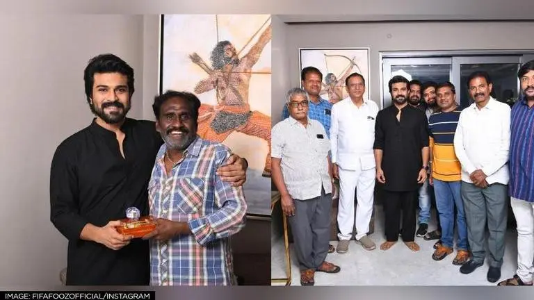 Ram Charan celebrates 'RRR' success, gifts gold coins to technicians & crew members Ram Charan, RRR, RRR success party, Ram Charan gifts gold coins, gold coins to RRR technicians