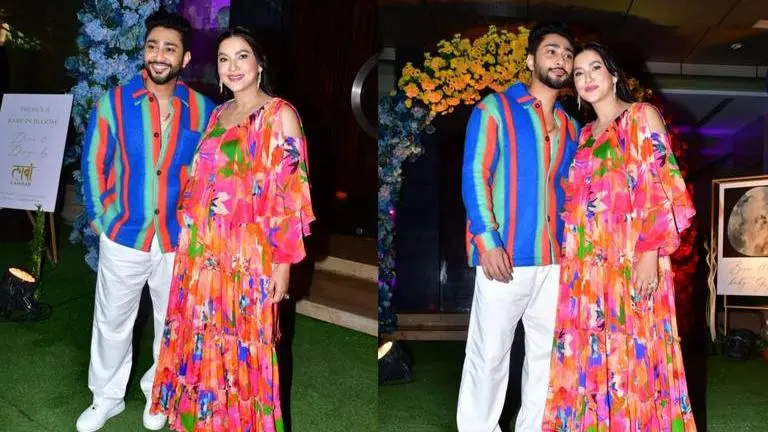 Gauahar Khan, Zaid Darbar sport colourful outfits at baby shower | Photos gauahar khan