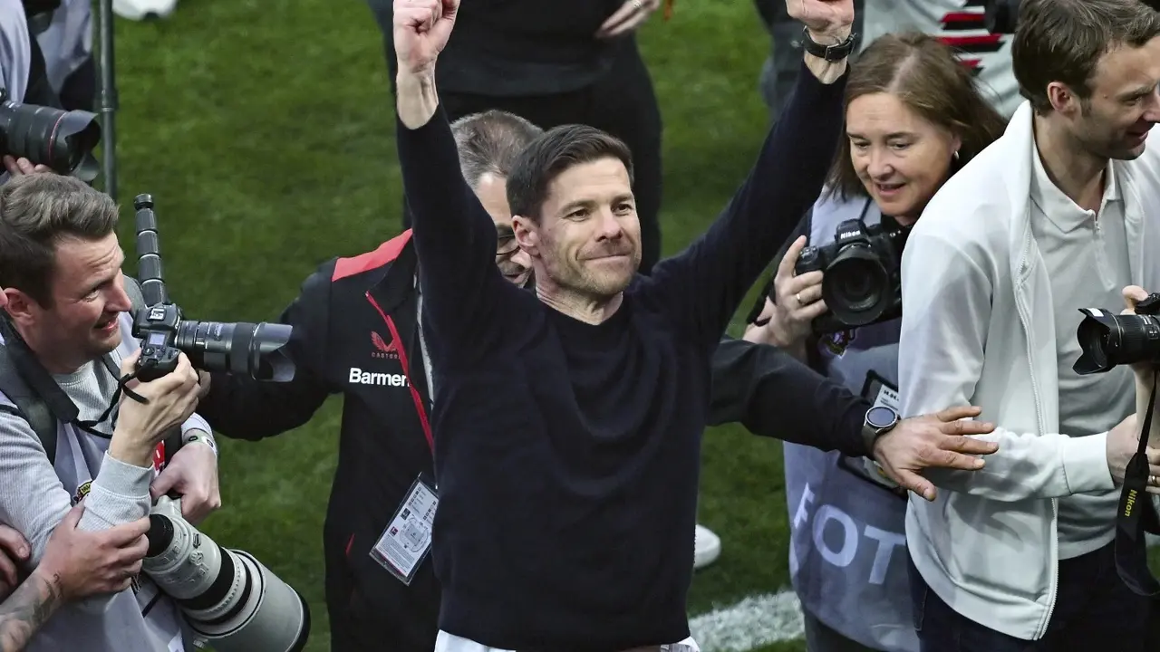 Title-winner Xabi Alonso enjoys special moment as Bayer Leverkusen coach and looks to the future Xabi Alonso celebrates Bundesliga triumph