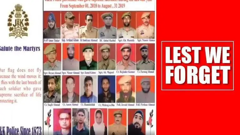 Jammu and Kashmir Police tweets tribute video of its martyrs Jammu