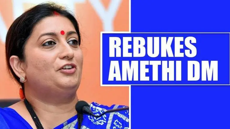 Union Minister Smriti Irani rebukes Amethi District Magistrate for his misbehaviour Smriti