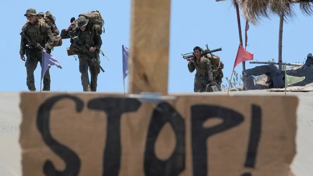US, Philippines Sink Mock Enemy Ship During Large Scale South China Sea Military Exercise American soliders during the joint US-Philippines military exercise.