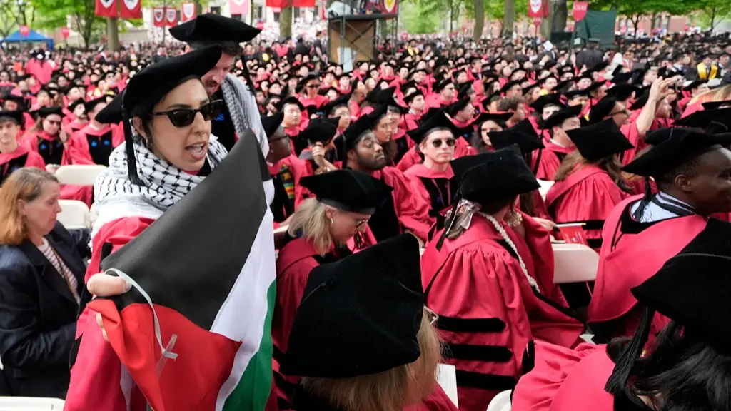 Harvard Graduates Walk Out of Commencement Chanting 'Free Palestine' Graduating students chant as they depart commencement in protest to the 13 graduating seniors who were not allowed to participate due to protest activities.