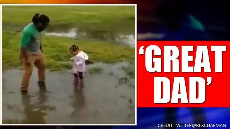 Wholesome video of father-daughter duo playing in puddle leaves netizens in awe video