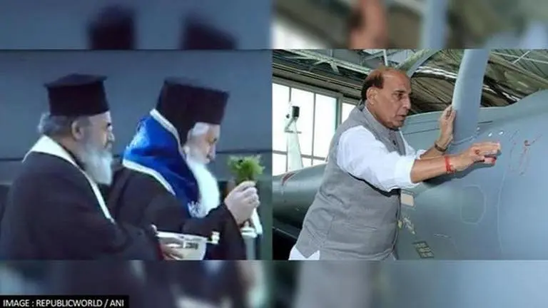 Priests bless Rafale jets in Greece; Here's how Rajnath Singh's 'Shastra Puja' was mocked France