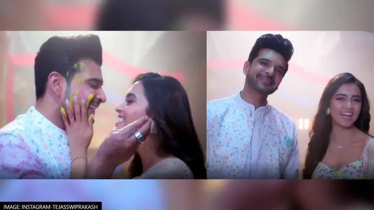 Karan Kundrra and Tejasswi Prakash celebrate first Holi together in adorable clip; Watch karan kundrra