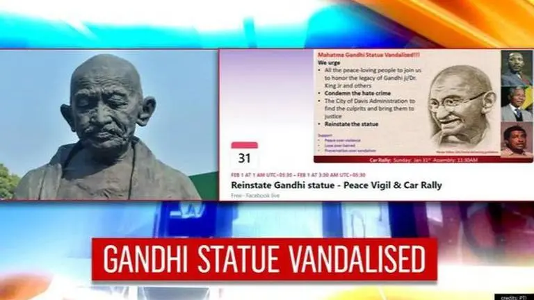 SHOCKING: Mahatma Gandhi statue destroyed in California; US-Indians plan car rally protest Gandhi Statue