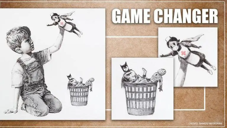 Banksy salutes superhero healthcare workers with an earnest gift to Southampton hospital BanksyBanksy salutes superhero healthcare workers with an earnest gift to Southampton hospital