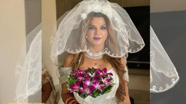 Rakhi Sawant shares cropped pictures from wedding; fans call her husband a 'Ghost' Rakhi sawant
