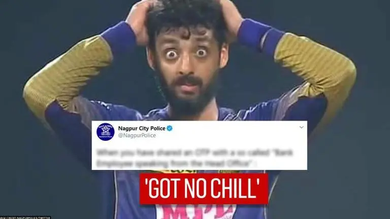 Nagpur Police post hilarious Varun Chakravarthy meme to spread banking safety awareness Nagpur Police