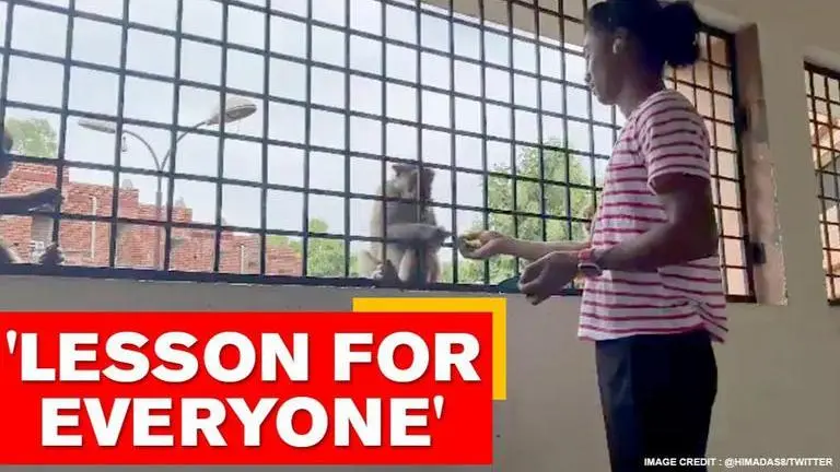 Hima Das shares video of her feeding monkeys with an important message; Watch Hima das