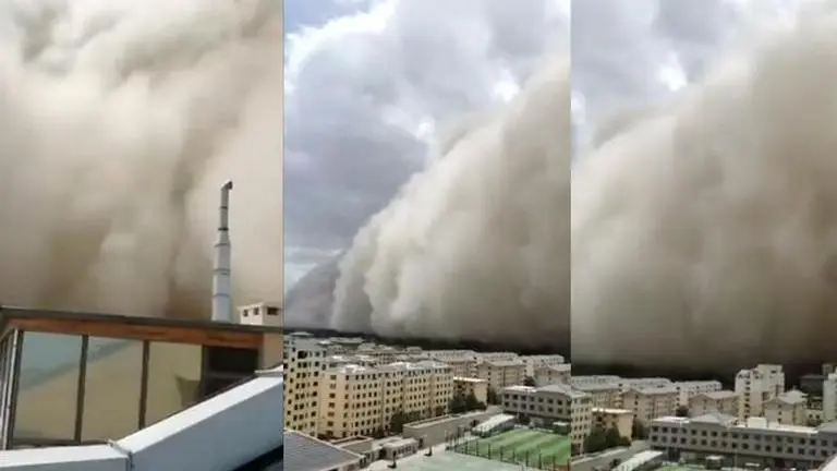 Wall of sand: 300 ft tall huge sandstorm in China engulfs Dunhuang city; WATCH China, wall of sand