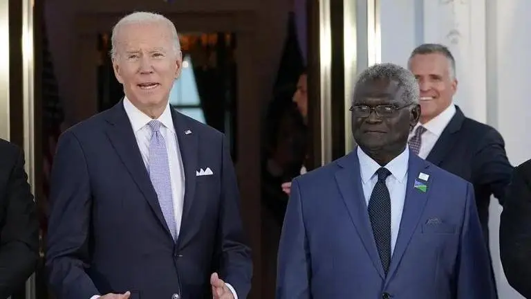 Joe Biden and Solomon Islands Prime Minister Manasseh Sogavare