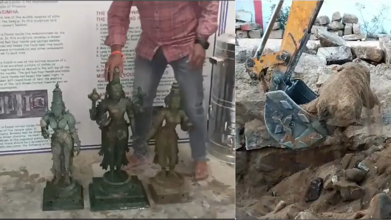 Chittoor: Metal Statues Unearthed From Underground Of Varadaraja Swamy Temple | Details Inside Metal statues unearthed from underground of Varadaraja Swamy temple in Andhra Pradesh