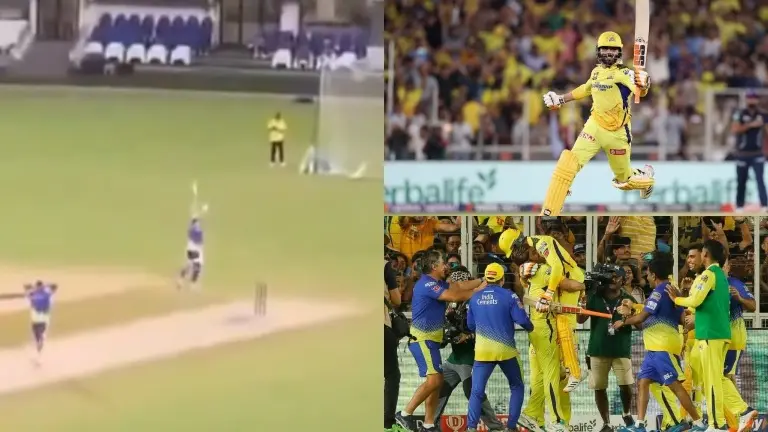 MS Dhoni recreates Ravindra Jadeja's iconic run-celebration at the IPL 2023 Final during practice MS Dhoni and Ravindra Jadeja