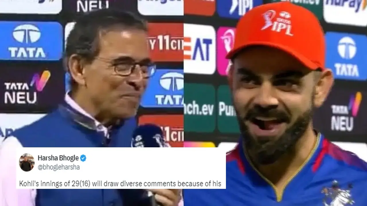 Virat Kohli doesn't forget! VK gives no-nonsense reply to Bhogle's 'strike-rate' jibe on his face Virat Kohli talks to Harsha Bhogle