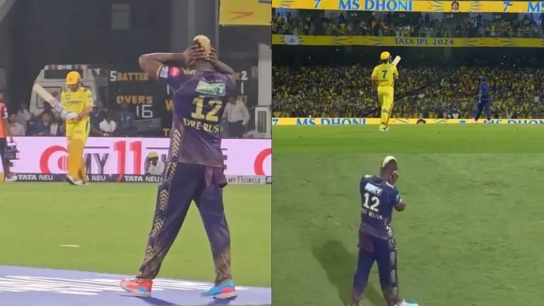 MS Dhoni's Stadium-deafening appearance forced KKR's Andre Russell to close his ears, video VIRAL IPL 2024