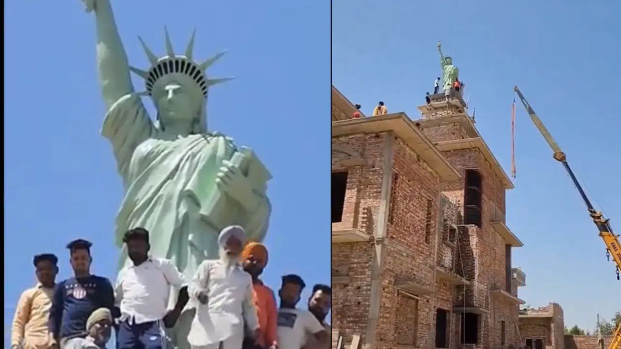 American Dreams: Statue Of Liberty Replica Installed Atop House In Punjab, Video Goes Viral | Watch Statue of Liberty replica installed in Punjab, viral video