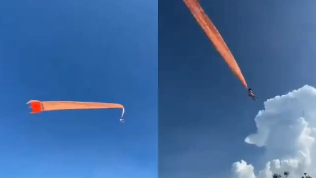 3-year-old girl caught in kite and flies, shocking video viral