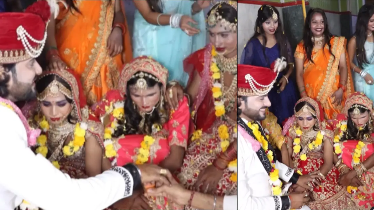 viral video of one groom four bride, comes with a twist