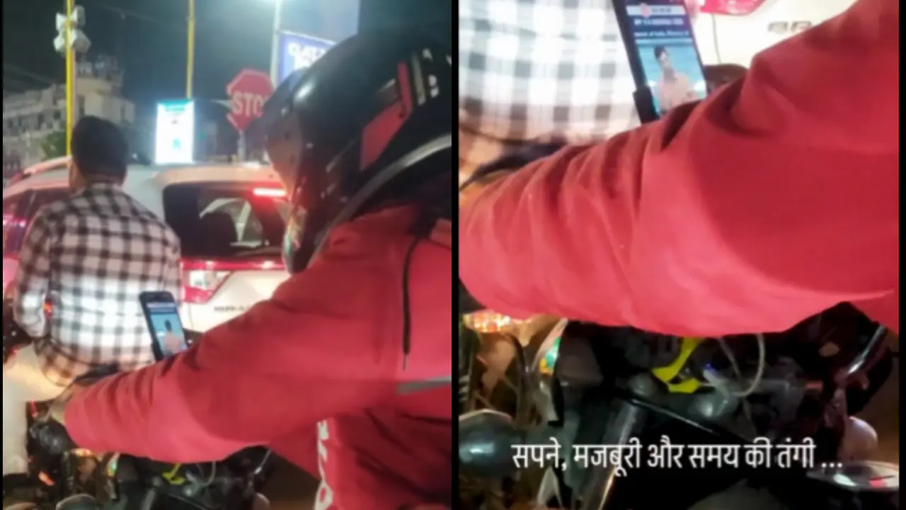 Viral: Zomato Delivery Boy Preparing For UPSC Exam While Riding Bike Through Heavy Traffic | WATCH Zomato Delivery Boy Preparing For UPSC Exam While Riding Bike Goes Viral