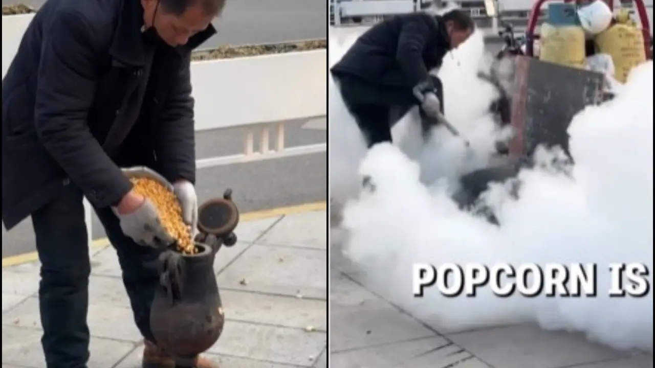 Viral Video: Innovative Chinese Popcorn Making Technique Takes Social Media by Storm | WATCH Innovative Chinese Popcorn Making Technique Takes Social Media by Storm