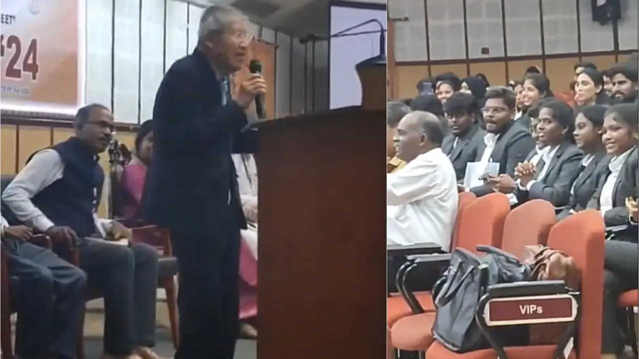 Pondicherry: 77 Year Old Executive Of Mitsubishi Stuns Students with Tamil Song At University Event Senior Mitsubishi Executive Sings Tamil Song From Rajnikanth Movie, Video Viral