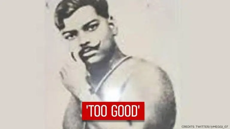 Chandra Shekhar Azad's stained monochrome photo restored by digital artist; see pic Chandra Shekhar Azad