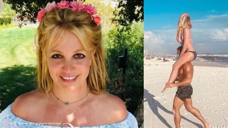 Britney Spears slays in an animal print bikini; enjoys a shoulder ride with BF Sam Asghari britney spears