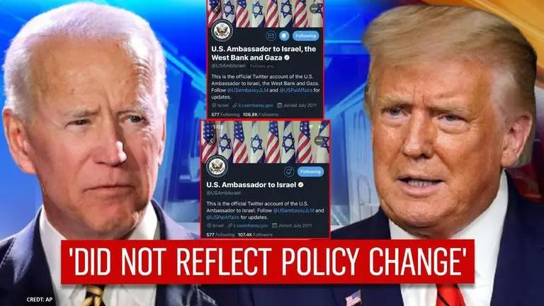 US Embassy in Israel changes Twitter name to include West Bank & Gaza, deletes it later US Embassy