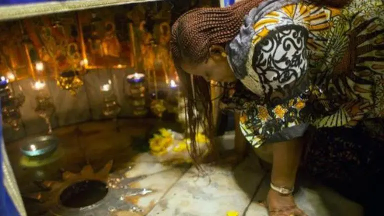 Christmas tree and Nativity scene in Bethlehem