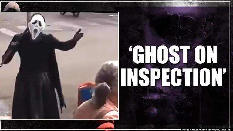 COVID-19: Man dressed as ghost goes on inspection amid lockdown COVID-19: Man dressed as ghost goes on inspection amid lockdown