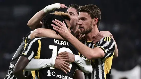Juventus players celebrate during a match