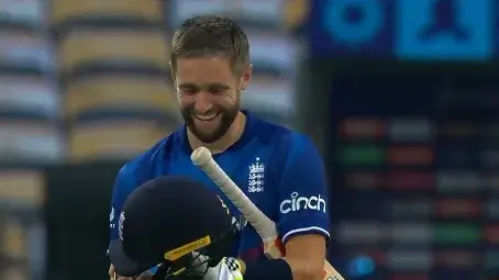 Chris Woakes in action