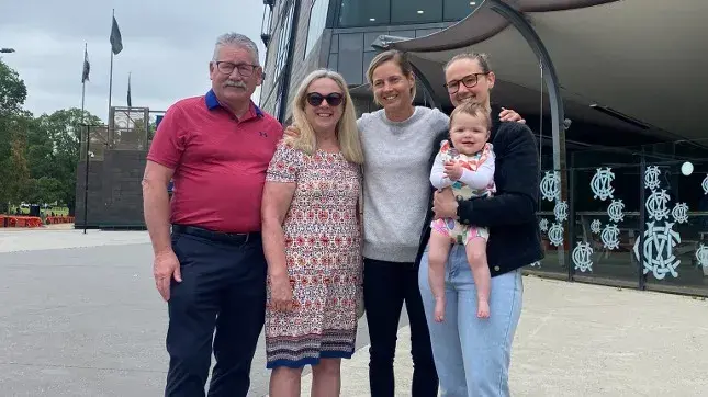 'It's time, be a little bit clearer...': Meg Lanning breaks down in tears in farewell address Meg Lanning with her family at the MCG.