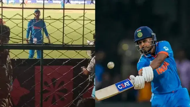 Angry Shreyas Iyer reacts to the crowd after a missed opportunity during IND vs NED clash - WATCH Indian batter Shreyas Iyer plays a shot during IND vs NED CWC 2023 match