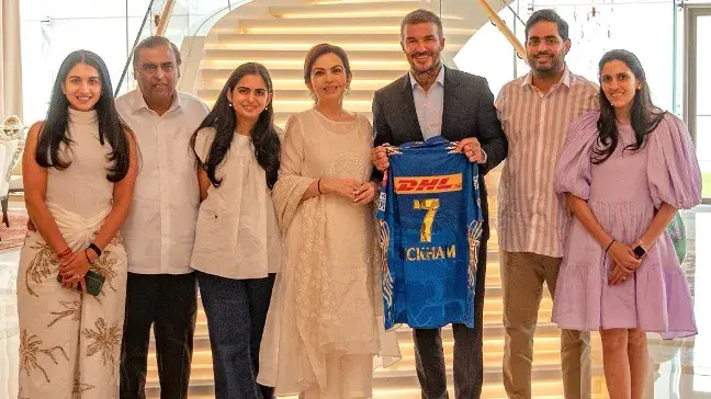 David Beckham with Ambani family