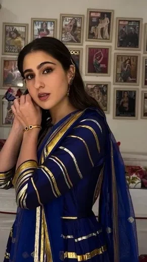 slim fit dress slacks SARA ALI KHAN IN SUNHERI YELLOW SILK CHANDERI HANDCRAFTED KURTA SET main image 0