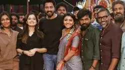 Nagarjuna led team Naa Saami Ranga ring in Mirnaa Menon's 31st birthday on film sets Mirnaa Menon's birthday