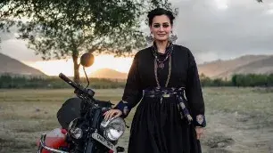 Dia Mirza shares BTS video of bike riding lessons in Ladakh during Dhak Dhak shoot | Watch Dia Mirza learns to ride a bike