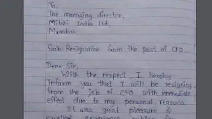 CFO gave handwritten resigation letter