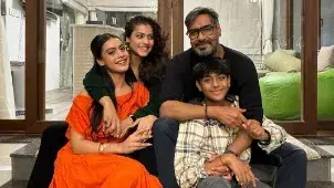 Kajol and Ajay Devgn with kids
