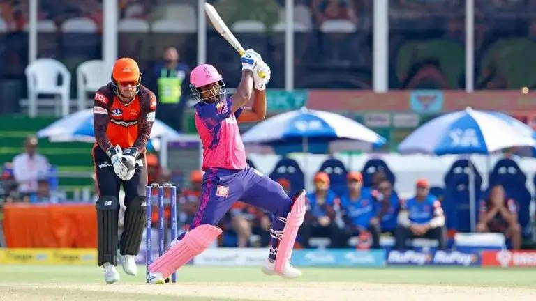 Sanju Samson in action against SRH