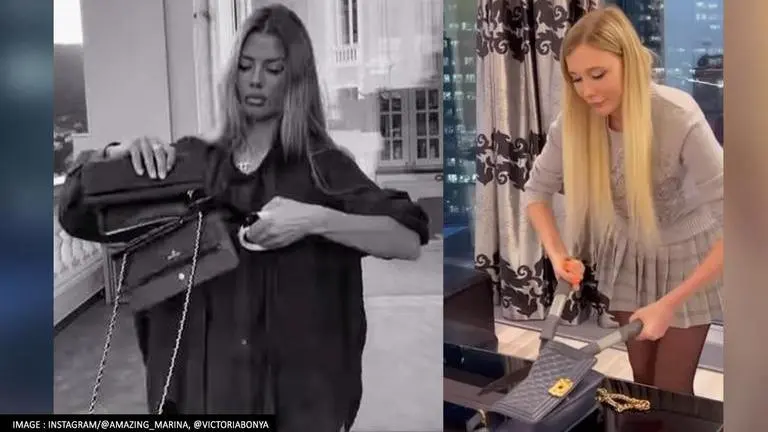 Russian influencers rip their Chanel bags apart to slam brand's 'Russophobia' amid war Russia-Ukraine war, Marina Ermoshkina cuts chanel bag, victoria bonya model, russian influencers, russian influences cut chanel bag