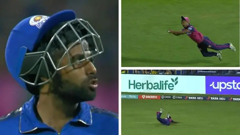 MI vs RR: Sandeep Sharma takes 'catch of the season' to dismiss Suryakumar Yadav-WATCH MI vs RR: Sandeep Sharma takes IPL 2023 catch of the season to dismiss Suryakumar Yadav