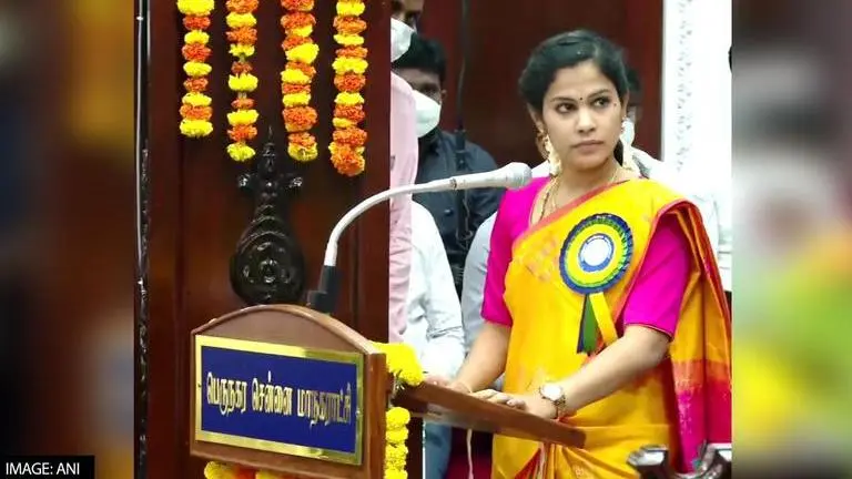 DMK's R Priya sworn in as the youngest and third woman mayor of Chennai R Priya