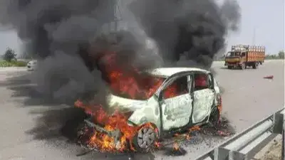 Woman Charred to Death After Moving Car Catches Fire in Rajasthan ...