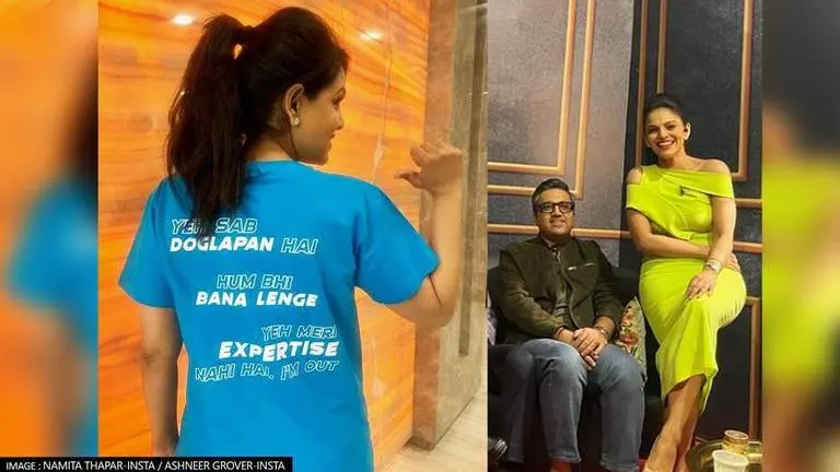 Namita Thapar of 'Shark Tank India' dons 'Yeh Sab Doglapan Hai' tee; Ashneer Grover reacts namita thapar